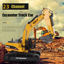 Excavadora remota de aleación 1:14, vehículo de ingeniería de carga, 23 canales, 2,4 GHZ, Control remoto 2024 - compra barato