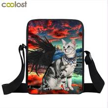 Bonito anjo gato crossbody sacos alienígena laser espaço gato mulher bolsa senhoras mensageiro sacos de viagem bolsa de ombro menina mochila bookbag 2024 - compre barato