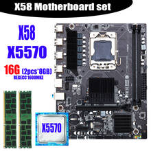 X58 placa-mãe lga1366 conjunto kit com processador intel xeon x5570 e 16gb (2 pces * 8gb) ecc ddr3 1600mhz 12800r memória ram 2024 - compre barato