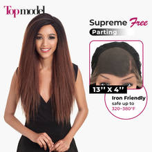 TOPMODEL-Peluca de cabello sintético con malla frontal para mujer, pelo largo recto Yaki de 26 pulgadas, 13x4, color rubio degradado, para mujeres negras 2024 - compra barato