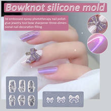 1pcs Silicone Bow Nail Carved Mold 3D Relief Sculpture Stamped Stencil Nail Art Stencils DIY UV Gel Japanese Style Manicure Tool 2024 - buy cheap