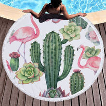 Toalla de baño con estampado creativo de Cactus, toalla de playa redonda de microfibra de 150cm, manta de Yoga para el hogar, tapiz de pared 2024 - compra barato
