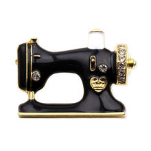 Enamel Sewing Machine Brooches For Women Gold Color Crystal Tools Brooch Pins for Clothes Accessory Women Brooches Badge 2024 - buy cheap