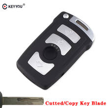 Keyyou-capa de chave remota com pequeno chave, lâmina de corte, 4 botões, para bmw, 7 series, e65, e66, e67, e68, 745i, 745li, 750i, 750li, 760i 2024 - compre barato