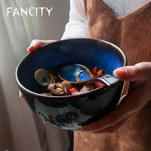 FANCITY Personality Japanese and Korean Creative Fashion Ceramic Bowl Soup Bowl Household Large Size Noodle Bowl Retro Ceramic 2024 - buy cheap
