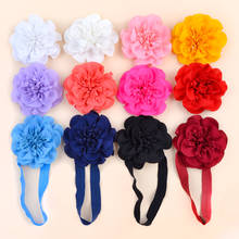 1Piece 12Colors 3.5Inches Solid Chiffon Large Flower With Elastic Band Rubber Hairband Hair Rope Handmade Kids Hair Accessories 2024 - buy cheap