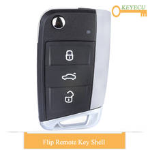 KEYECU Modified Flip Folding Remote Car Key Case Shell Cover for Volkswagen Golf 7 G TI MK7 Skoda Octavia A7 Seat, Fob 3 Buttons 2024 - buy cheap