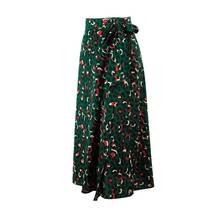 Vintage Leopard Print Long Skirts Women High Waist Midi Skirt Bow Tie 2022 Summer Sexy Split Wrap Skirt Ladies Green Beach 2024 - buy cheap