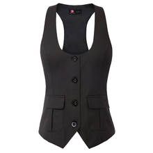 Kate Kasin Women Tops Race-Back Vest Coat Waistcoat With Pockets U-Neck Handkerchief Hem Clothing Summer Formal Black New Lady 2024 - buy cheap