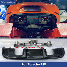Difusor de parachoques trasero FRP de fibra de carbono de alta calidad, con terminales de escape, para Porsche Boxster Cayman 718, 982, 2016-2019 2024 - compra barato