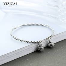 YIZIZAI Retro Double Bell Silver Color Twist Rope Open Cuff Bangle Bracelet For Women Men Party Gift 2024 - buy cheap