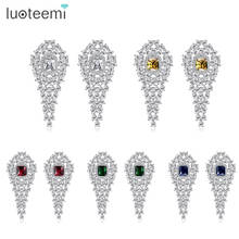 LUOTEEMI Statement Design Tiny Bright CZ Stone Long Drop Earrings Bridal Wedding Brincos Earrings Jewelry Bijoux 2024 - buy cheap