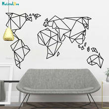 Origami World Map Wall Sticker Home Office Decor Living Meeting Room Geometric Lines Art Vinyl Decals Removable Design YT3545 2024 - buy cheap