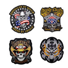 Skull PU Material Flannelette Flame For Jacket Back Vest  Biker Badges Clothes Embroidery Patch Applique Accessories Iron On 2024 - buy cheap