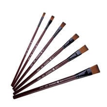 Pinceles planos de nailon para pintura acrílica, accesorios para artistas, 6 unids/set por juego, gran oferta 2024 - compra barato