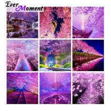 Ever Moment-pintura de diamante 5D, Kit de bordado de diamantes 5D, decoración de árbol, flores de cerezo rosa 2024 - compra barato