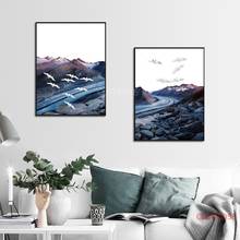 Nordic Minimalist Mountain And River Bird Landscape Painting Modern Home Decoration Wall Art Canvas Pictures For Living Room 2024 - buy cheap