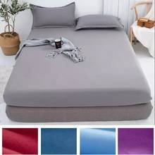 Nuevo producto 1pc 100% sábana bajera de poliéster cubierta de colchón de Color sólido cuatro esquinas con banda elástica de la hoja de cama 2024 - compra barato