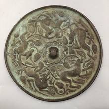 Китайское старинное 5 леопардовое бронзовое зеркало для украшения дома, украшения из металла 2024 - купить недорого