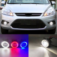 1 par 2 funções auto led drl luz de circulação diurna do carro anjo olhos nevoeiro lâmpada foglight para ford focus 2012 2013 2014 2015 2024 - compre barato