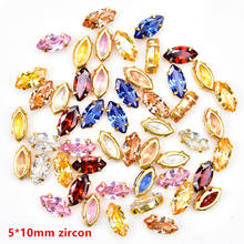 High Quality Zicron Rhinestones 5*10mm Marquise Stone With Gold Claw Sew On Wedding Dress Decoration DIY Accessories 10pcs/lot 2024 - buy cheap