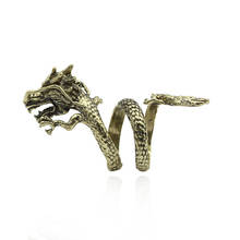 YiYaoFa, винтажное регулируемое кольцо с драконом для мужчин и женщин, готическое античное кольцо золотого цвета из сплава, модные вечерние ювелирные изделия в стиле панк для мальчиков 2024 - купить недорого
