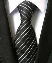 8cm New Classic Ties Stylish Black White Striped Neck Wear Tie for Gift 2024 - buy cheap