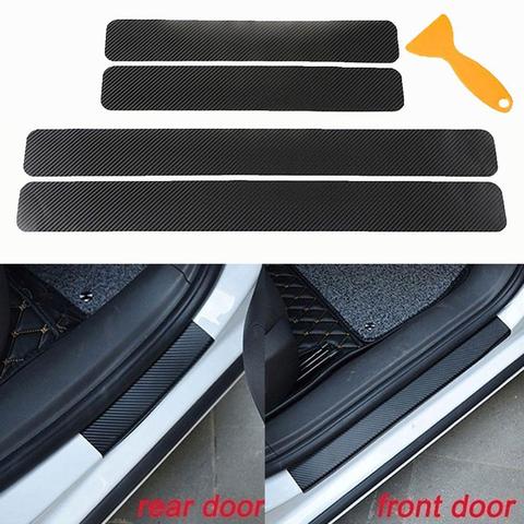4Pcs 4D Car Door Sill Plate Stickers Carbon Fiber Auto Car Door Sill Stickers Anti-Scratch Protection Cover 2022 - купить недорого