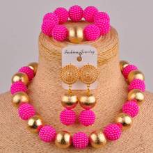 Joias com pérolas femininas, conjunto de joias da moda com pérolas, estilo nigeriano, para casamento, faça você mesmo, rosa, várias cores 2024 - compre barato