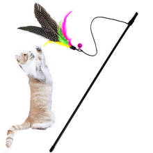 Игрушечная палочка с колокольчиком и пером, для кошек, Дразнилка для кошек интерактивный тизер 2024 - купить недорого
