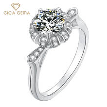 GEMA-anillos de diamante de moissanita para boda para mujer, Plata de Ley 925, cinco puntas, 1 quilate, flor de moda, diseños únicos, joyería 2024 - compra barato