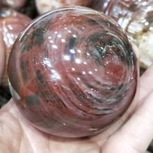 dhxyzb 55-70mm Natural Fossil wood sphere  stone ball rock Quartz Crystal Mineral gift Wooden base Healing Reiki home Decor 2024 - buy cheap