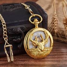 Reloj de bolsillo mecánico para hombre y mujer, pulsera de mano con diseño de cabra plateada y bronce Retro, cadena Steampunk, Fob 2024 - compra barato