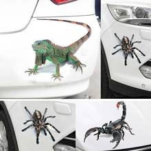 Adesivo de carro 3d animais aranha, personalidade criativa, decalque de escorpião, lagarto, dianteiro, guarnição, estilo do carro, adesivos automotivos externos 2024 - compre barato