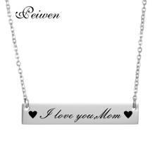 Collar personalizado con letras de acero inoxidable para mujer y hombre, cadena con amuleto, I love you Mom ID Bar, joyería para regalo del Día de la madre 2024 - compra barato