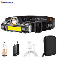 Ultra Bright Q5+COB LED Headlamp Waterproof Head Lamp USB Rechargeable Headlight Camping Head Torch with Built-in Battery 2024 - buy cheap