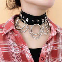 Kirykle Sexy Punk Gothic Pu Leather Necklace  O pendant chain clavicle chain Collar  Necklace 2024 - buy cheap