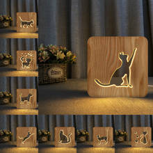 3D Wooden Lamp Lovely Cat Stars Kitten Meow Bunny LED USB Night Light Novelty Kid Bedroom 3D Decoration Table Lamp Child Gift 2024 - buy cheap