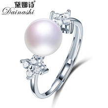 Dainashi-Anillo de perlas cultivadas en agua dulce para mujer, de Plata de Ley 925, anillo ajustable de cristal, joyería, regalo de fiesta 2024 - compra barato