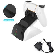 Suporte carregador para ps5 e controle, estação de carregamento duplo com adaptador dc para sony playstation 5 2024 - compre barato