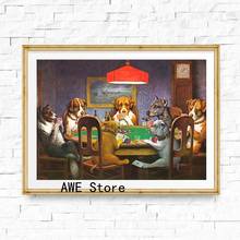 Dogs Playing Poker Funny Poster and Prints Wall Picture Cool Pet Dog Pug in Casino Art Canvas Painting Living Room Home Decor 2024 - buy cheap