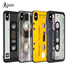 Черный чехол для iPhone 11 Pro Max, мягкий корпус, винтажная магнитная лента, кассета для iPhone XS Max XR X 8 7 6S 6 Plus 5S 5, чехол для телефона 2024 - купить недорого