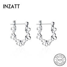 INZATT Real 925 Sterling Silver Hollow Flower Elegant Hoop Earrings For Fashion Women Birthday Party Cute Fine Jewelry Gift 2024 - buy cheap