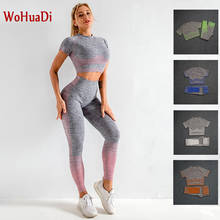 WOHUADI Women's Clothing 2020 Yoga Sets Tracksuit Wives Gym Fitness Sports Short Sleeve Shirt Leggings Push Up Sportswear Female 2024 - buy cheap