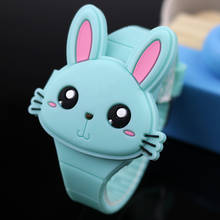 2020 Lovely Rabbit Cartoon Children Watches Safe material Flip Cover Rubber Electronic Kids Watch for Boy Student Girls Clock 2024 - buy cheap