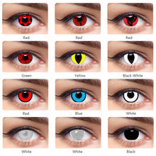 Цветные контактные линзы для Хэллоуина, аниме, косплей, цветные, для глаз, косметика, разноцветные линзы, синие, красные, белые линзы, линзы Ведьмака 2024 - купить недорого