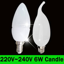 Free Shipping LED Candle Bulb E14 6W LED Candle Lamp low-Carbon life SMD2835 AC220-240V Warm White/White Energy Saving 10pcs/lot 2024 - buy cheap