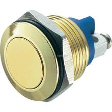 10 peças 16mm 36v/dc 2a terminal de parafuso anodizado dourado interruptor de botão de pressão
