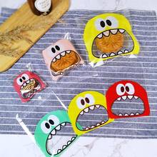 New 100Pcs Cute Big Teeth Mouth Monster Plastic Bag Wedding Birthday Cookie Candy Gift Packaging Bag OPP Self Adhesive Favors 2024 - buy cheap
