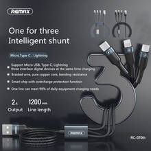 REMAX RC-070th мульти 3 в 1 Micro USB Type-C Интерфейс зарядный кабель 2A кабель передачи данных для быстрой зарядки для IOS Android 2024 - купить недорого
